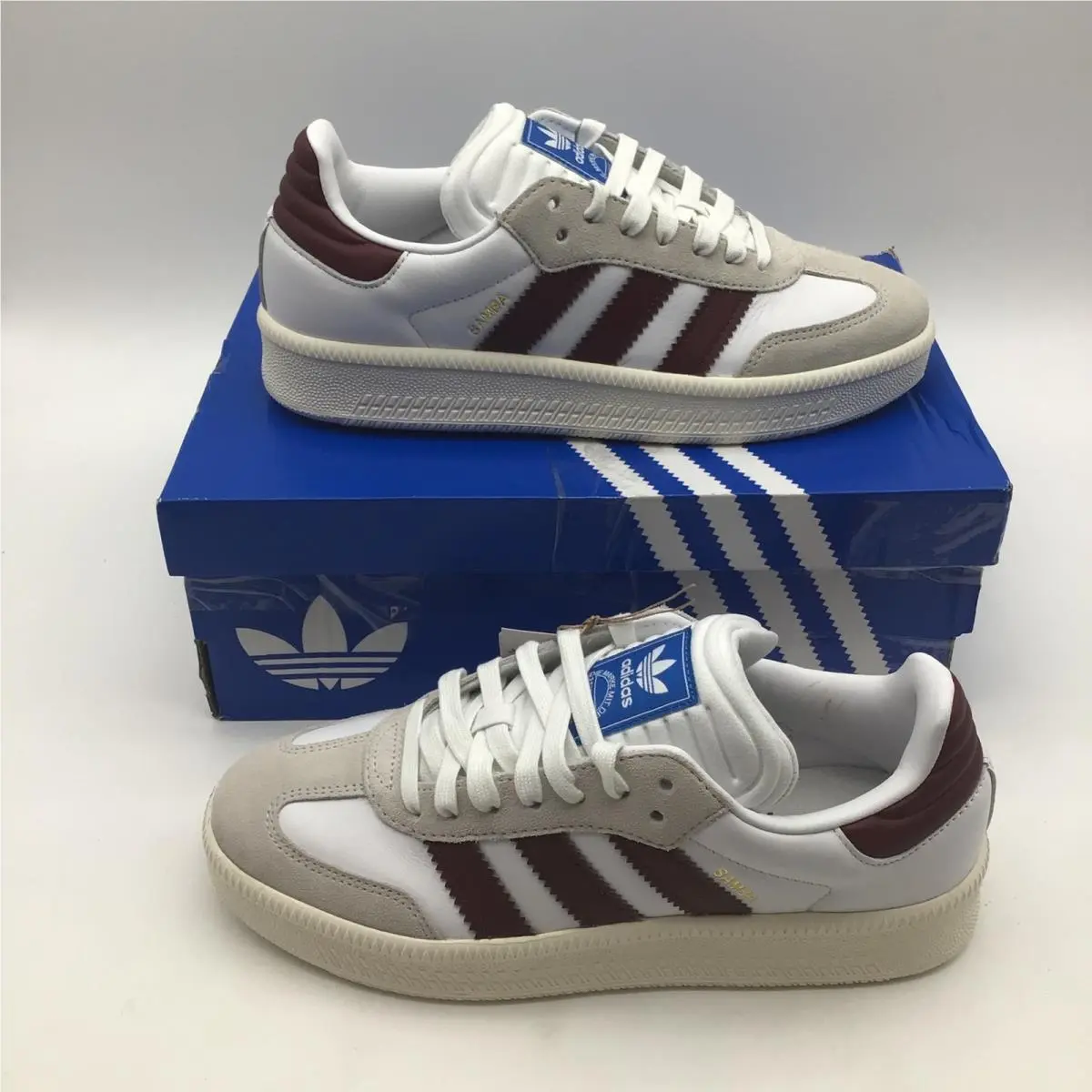 Samba Xlg Mens Size 8.5 White Red Leather Platform Shoes JR0932 by Adidas