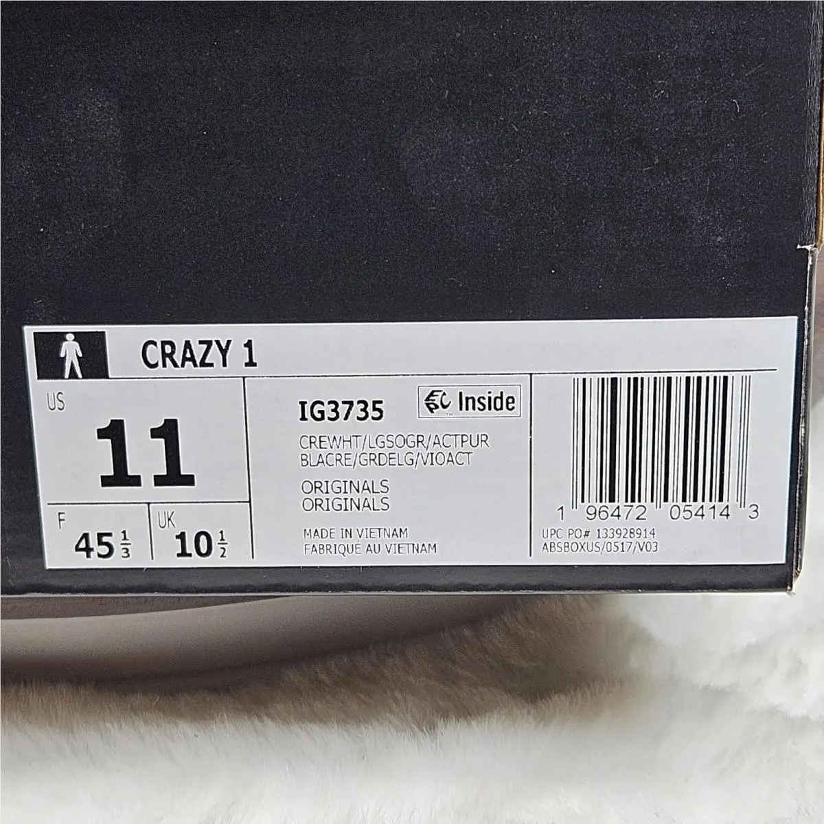Adidas shoes - adidas Crazy 1 - Crazy - Ivory, Manufacturer: Cream White/Light Solid Grey/Active Purple 9