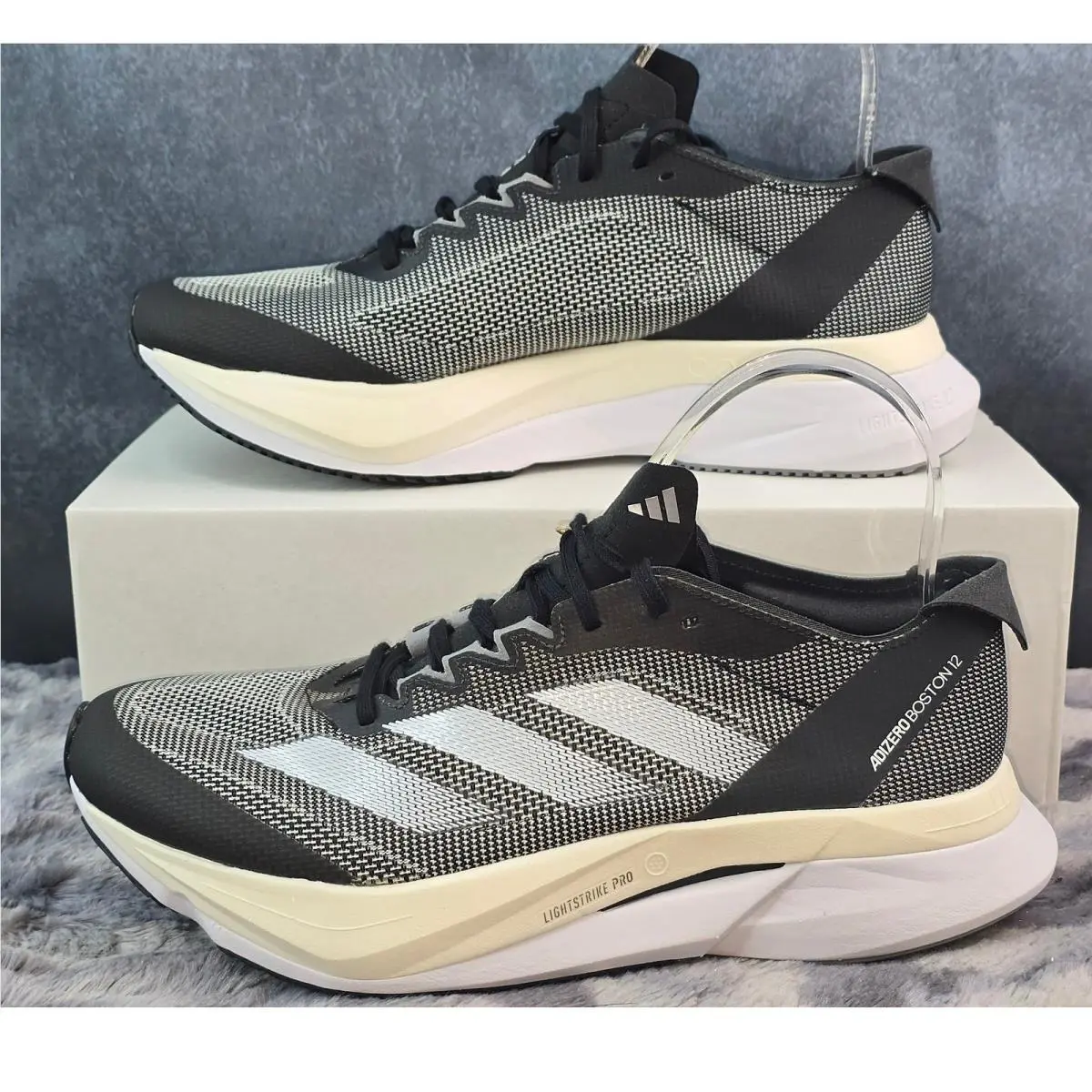 Adidas Adizero Boston 12 Running Shoes Black White Women 7.5