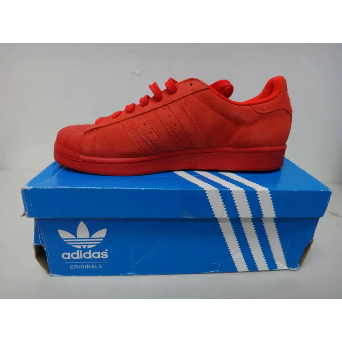 Adidas Superstar Adicolor Men`s 10.5 Scarlet Red S79475 Suede Sneaker