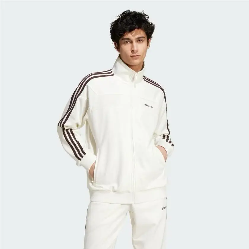 Men`s `80s Luxe Premium Embossed 3 Stripes Track Jacket Size Medium by Adidas