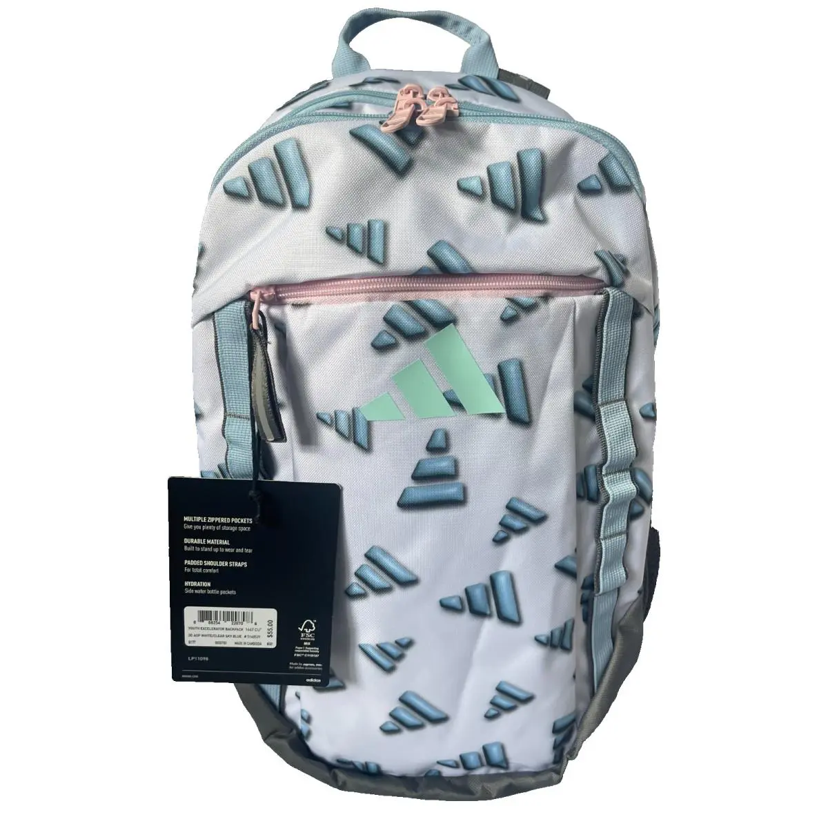 Youth Excelerator Backpack White-sky Blue 18 Laptop Pocket Padded by Adidas