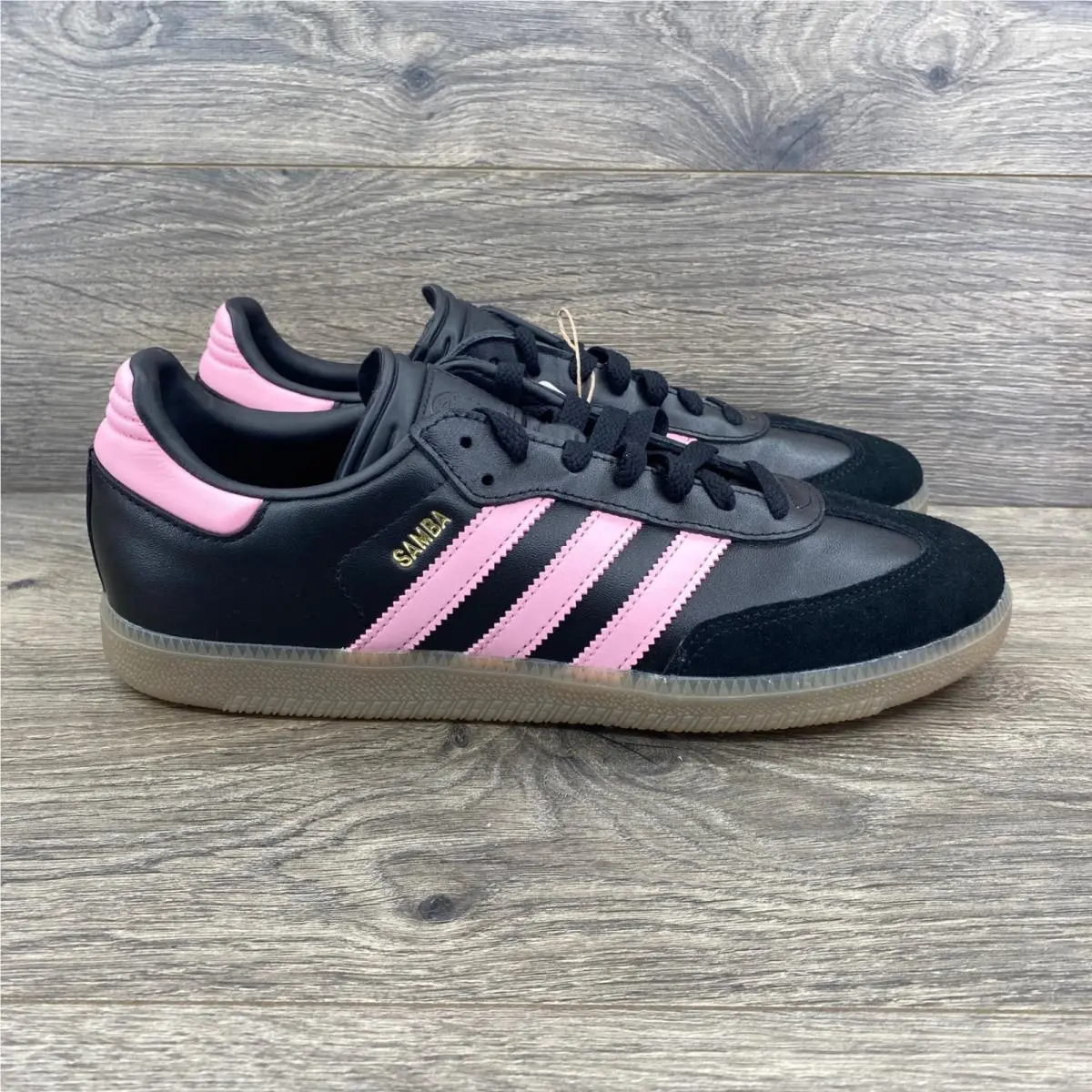 Samba Inter Miami CF Mens 9.5 Black Pink Leather Suede IH8157 Sneaker by Adidas
