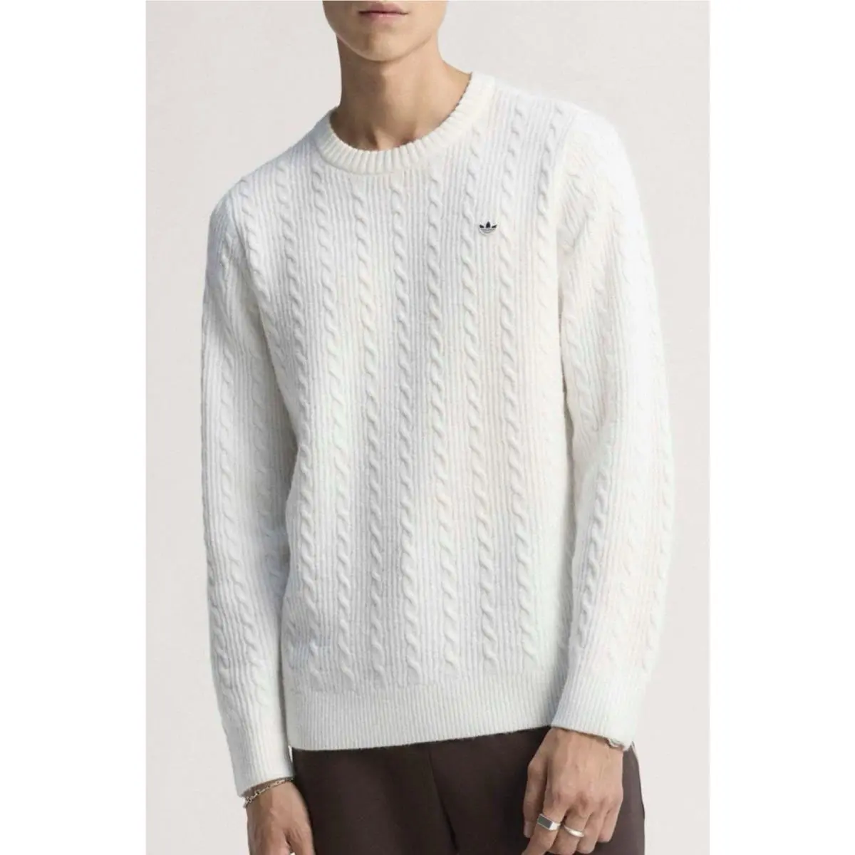 Originals Mens Cable Knit Sweater Chalk White Golf JN9740 Size Xxl by Adidas