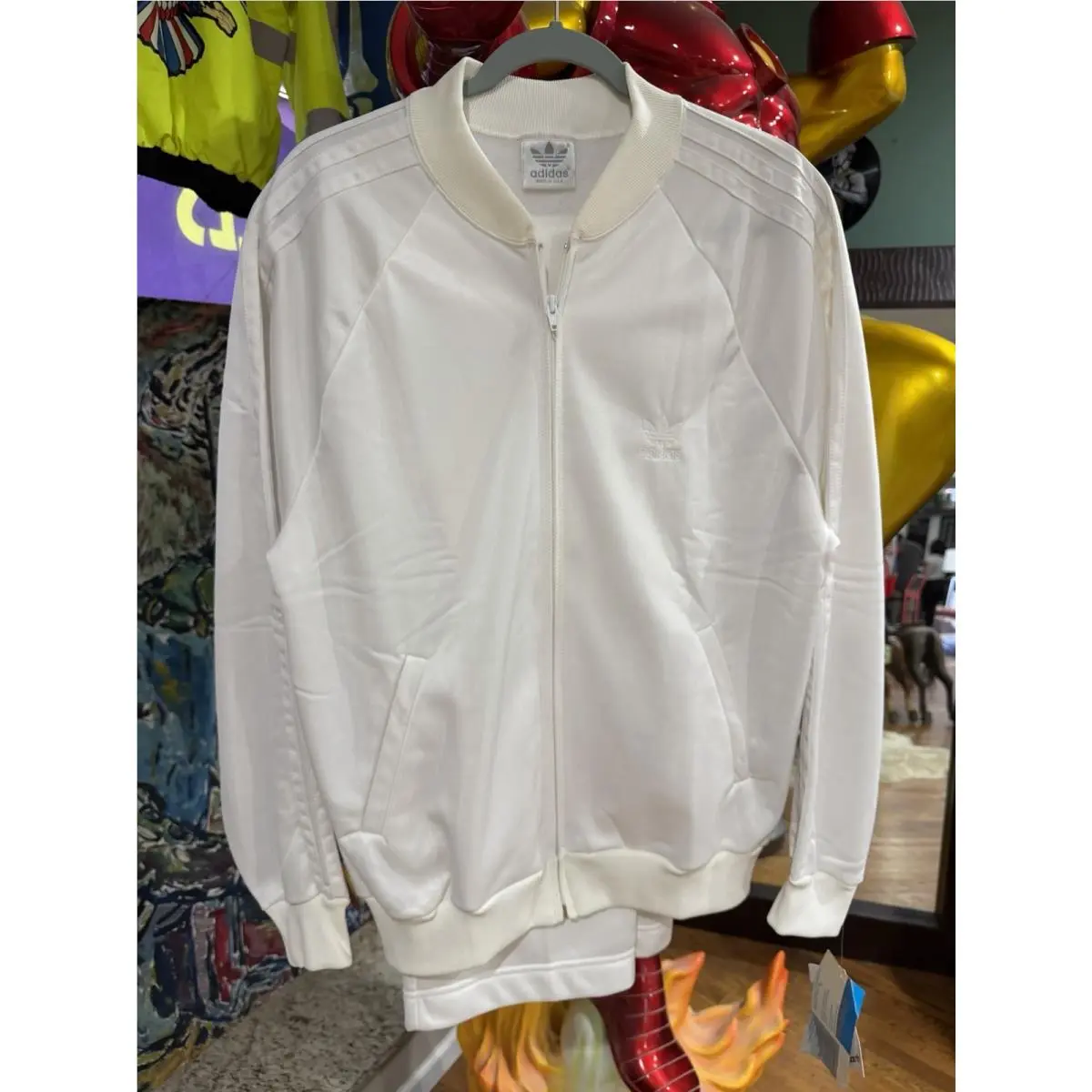 Vintage 1980s  Keyrolan Track Suit Jacket Pants Nos Rare White Large by Adidas