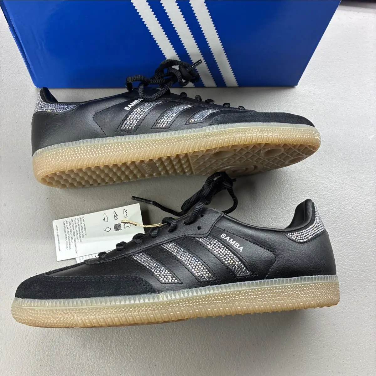 Samba OG J Rhinestone Black Silver KK1974 Size 5.5 Youth by Adidas