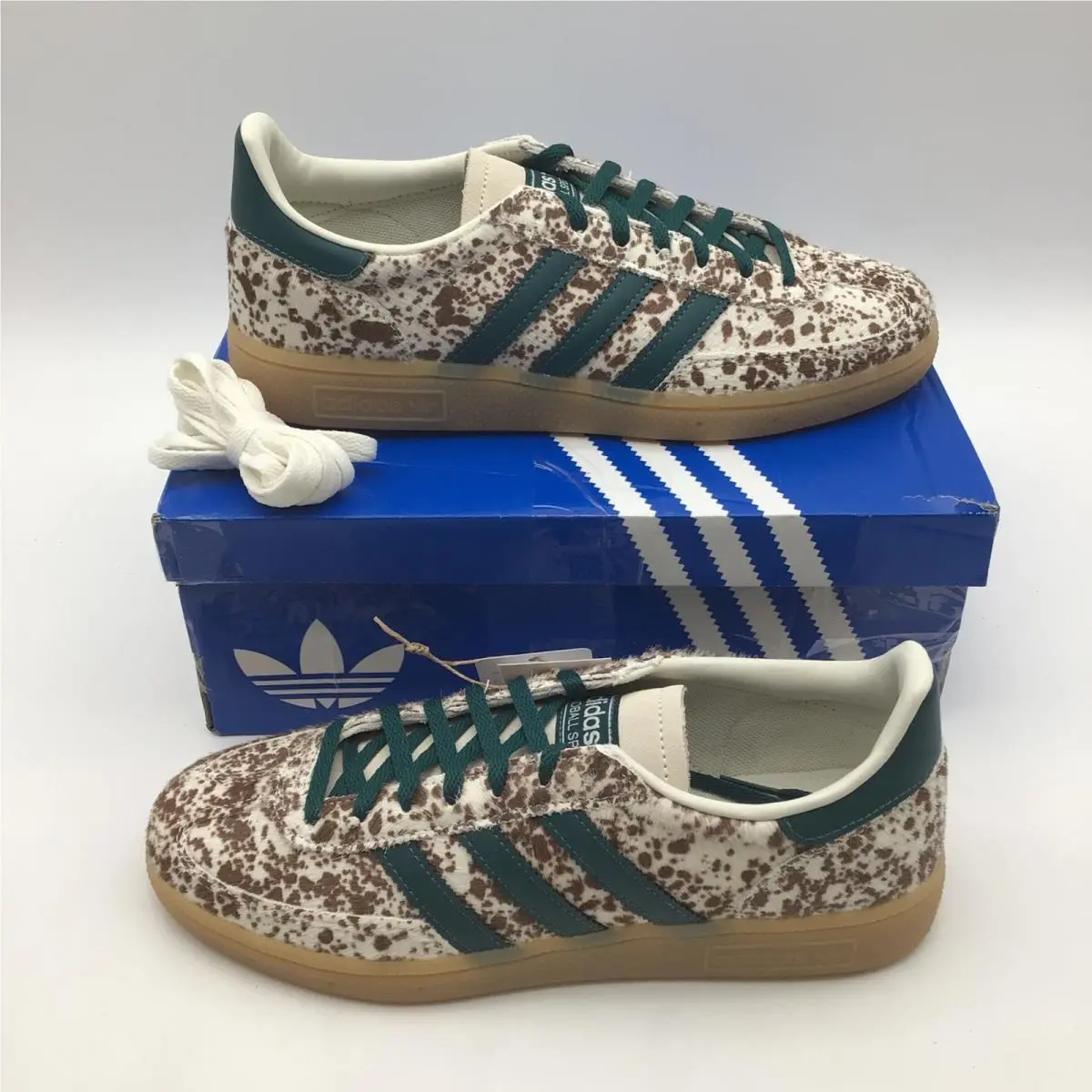 Adidas Handball Spezial Pony Print Green Sneakers KI2181 Womens Size 7.5