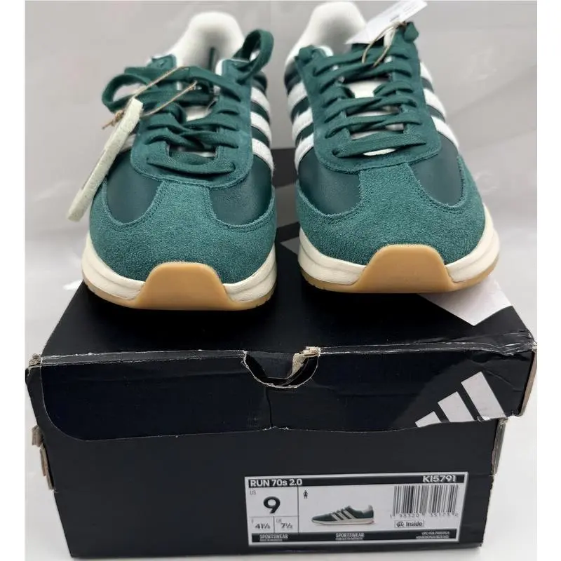 Run 70S 2.0 KI5791 Womens Size 9 Green and White Casual Shoes by Adidas
