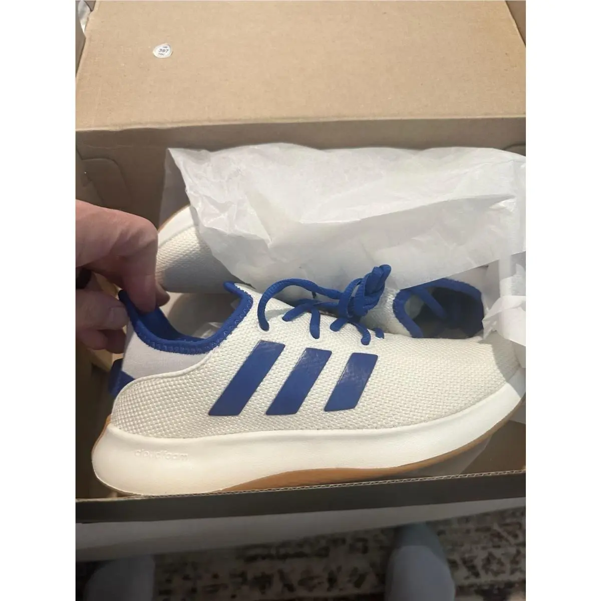 Women`s Cloudfoam Pure Spw Sneakers White/royal Blue/gum Style JI4878 by Adidas