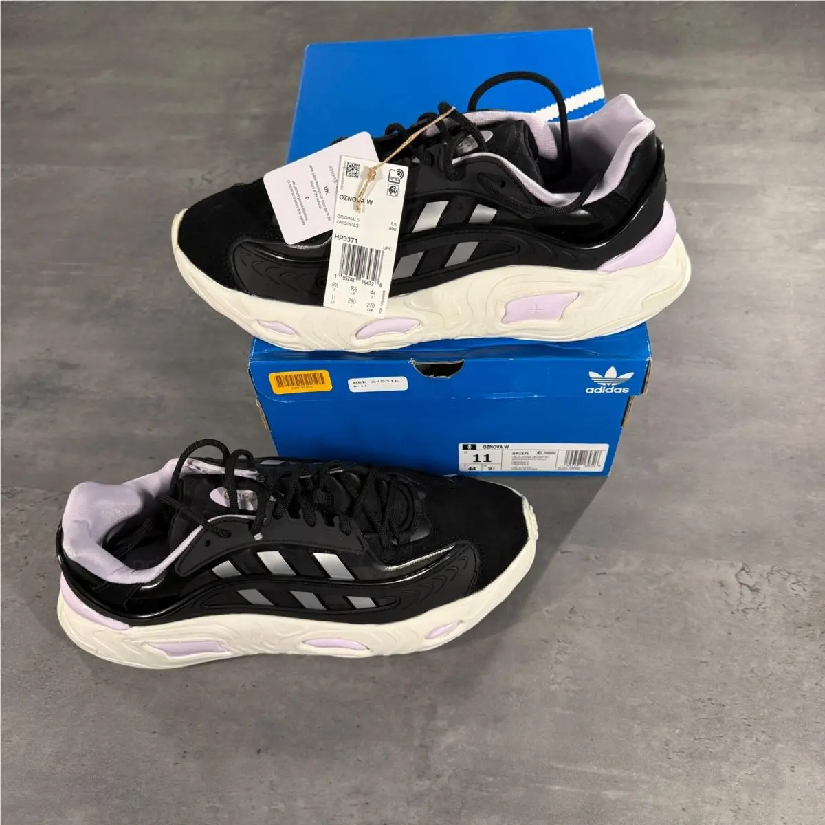Oznova W Women 11 Men 10 Black Lilac Silver Metallic Sneakers HP3371 by Adidas