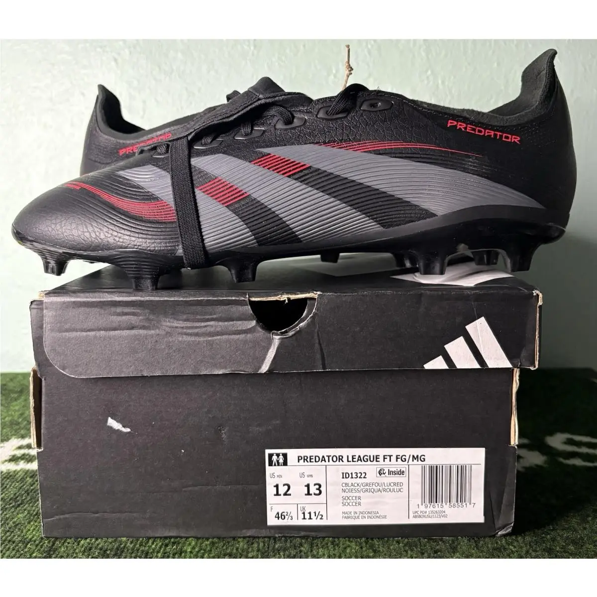 US Men`s 12 -adidas Predator League Foldover Tongue Fg/mg Stealth Victory Pack