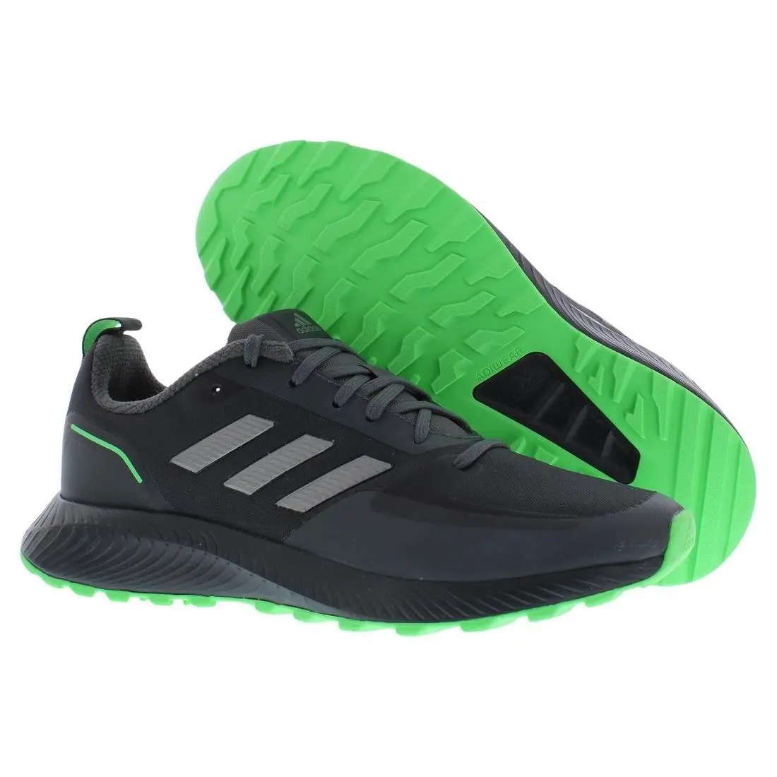 Adidas Runfalcon 2.0 Trail Mens Shoes Size 7.5 Color: Carbon Iron/metallic - Carbon Iron/Metallic Screaming Green, Main: Black