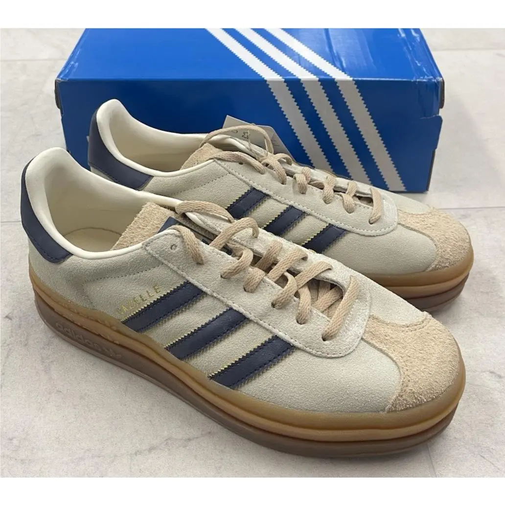 Gazelle Bold Sneaker Shoes In Beige/navy Size:9.5 by Adidas