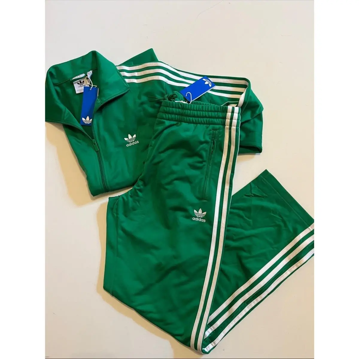 Firebird Track Suit Mens M Jacket Pants Zip Cuff Green Originals by Adidas