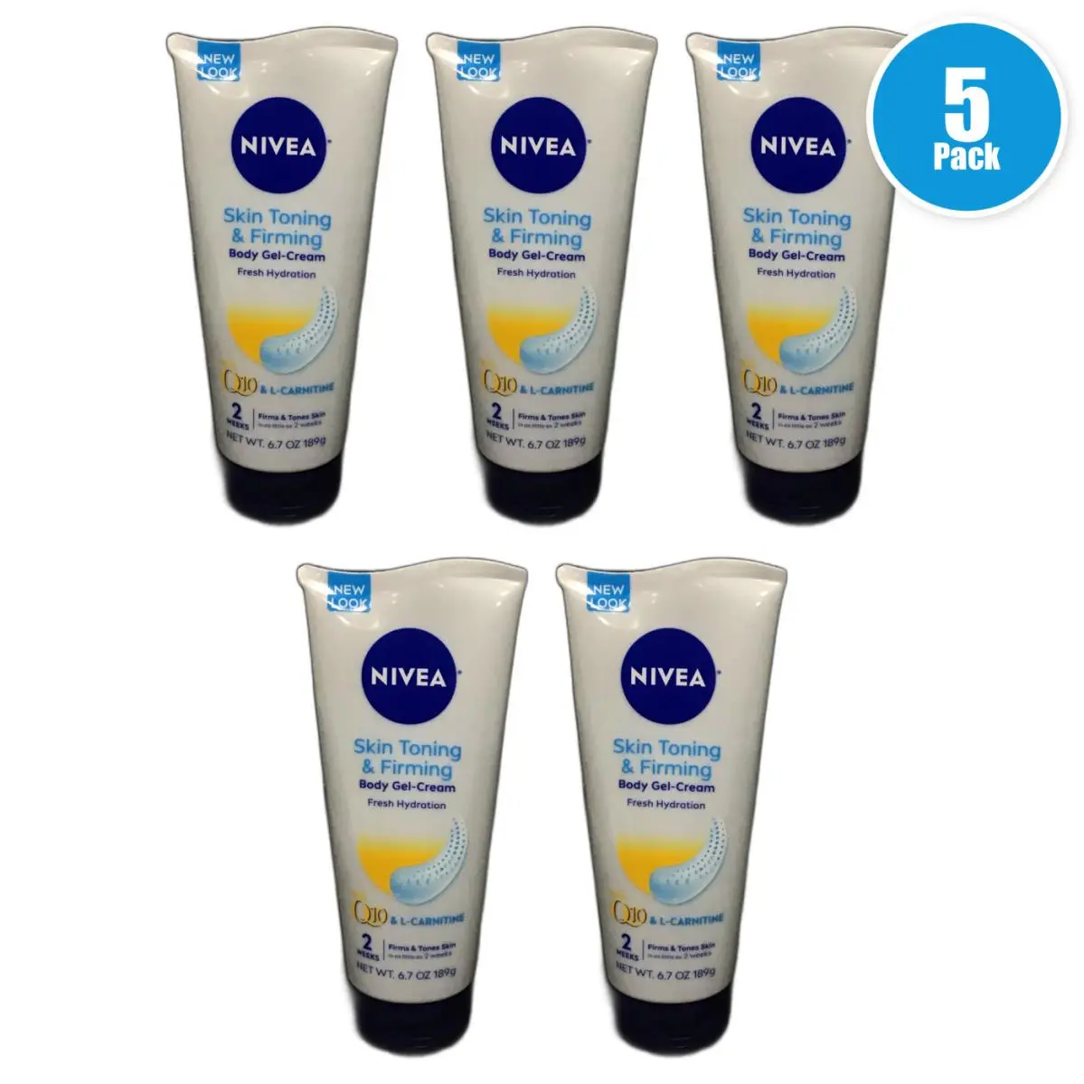 Skin Firming Toning Gel Cream Q10 L-carnitine 6.7oz Bottle Pack of 5 by Nivea