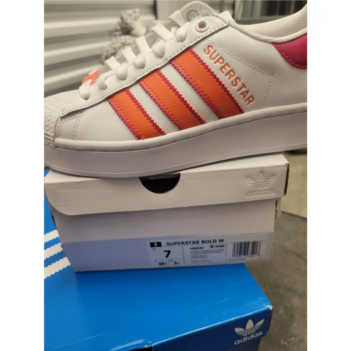 Adidas shoes - adidas Superstar Bold - Superstar Bold - H69045 - Cloud White / Orange / Bold Pink 11