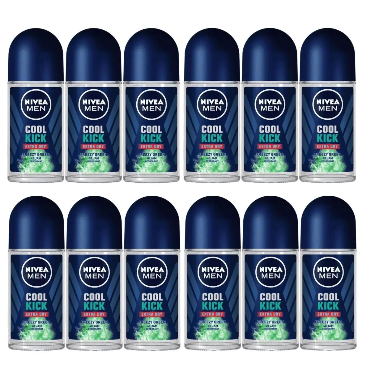 Men Cool Kick Extra Dry Freezy Green Roll-on Deodorant 1.7oz Pack of 12 by Nivea