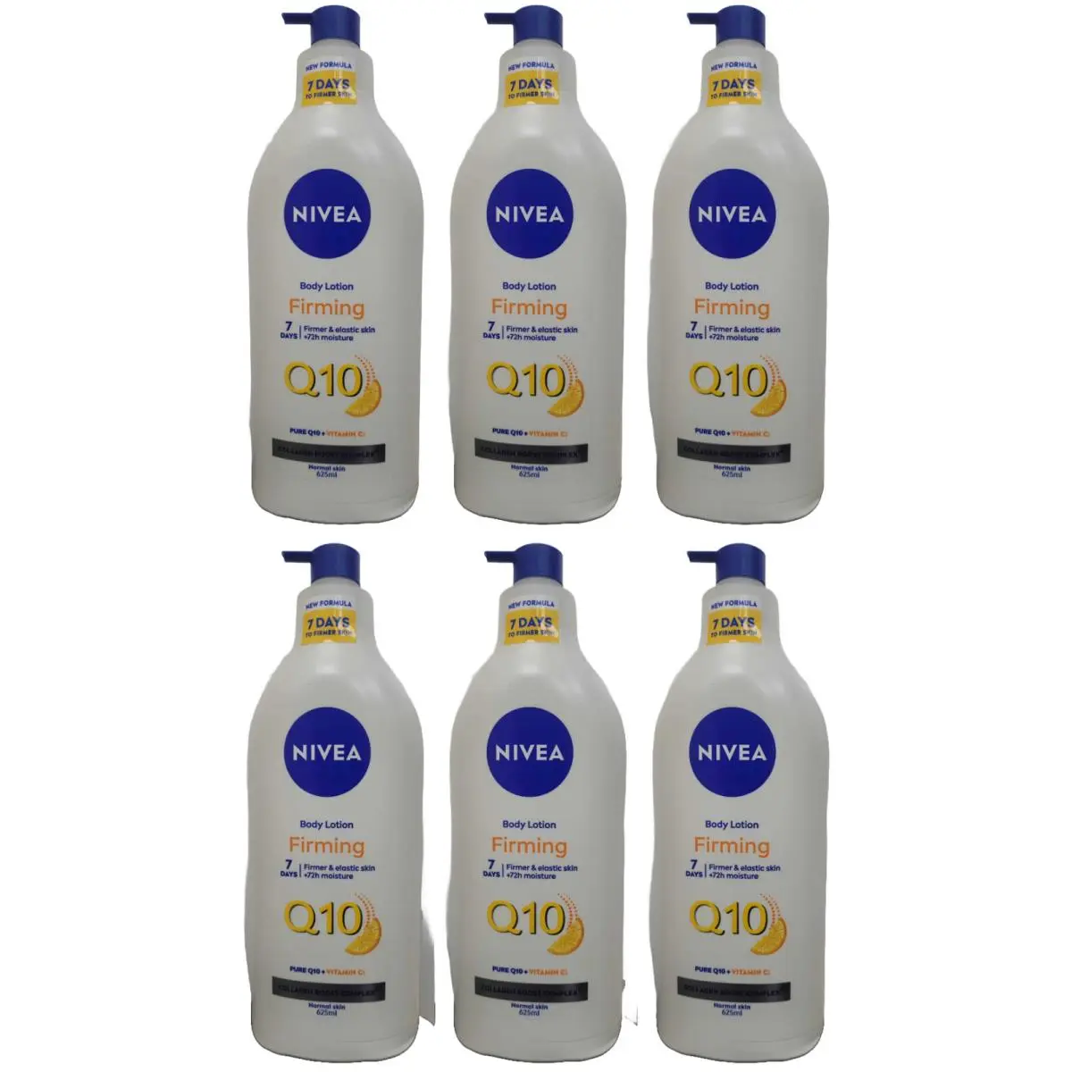 6 PK  Body Lotion Firming Q-10 72H Moisture Collagen Boost 7 Days 625 ml by Nivea