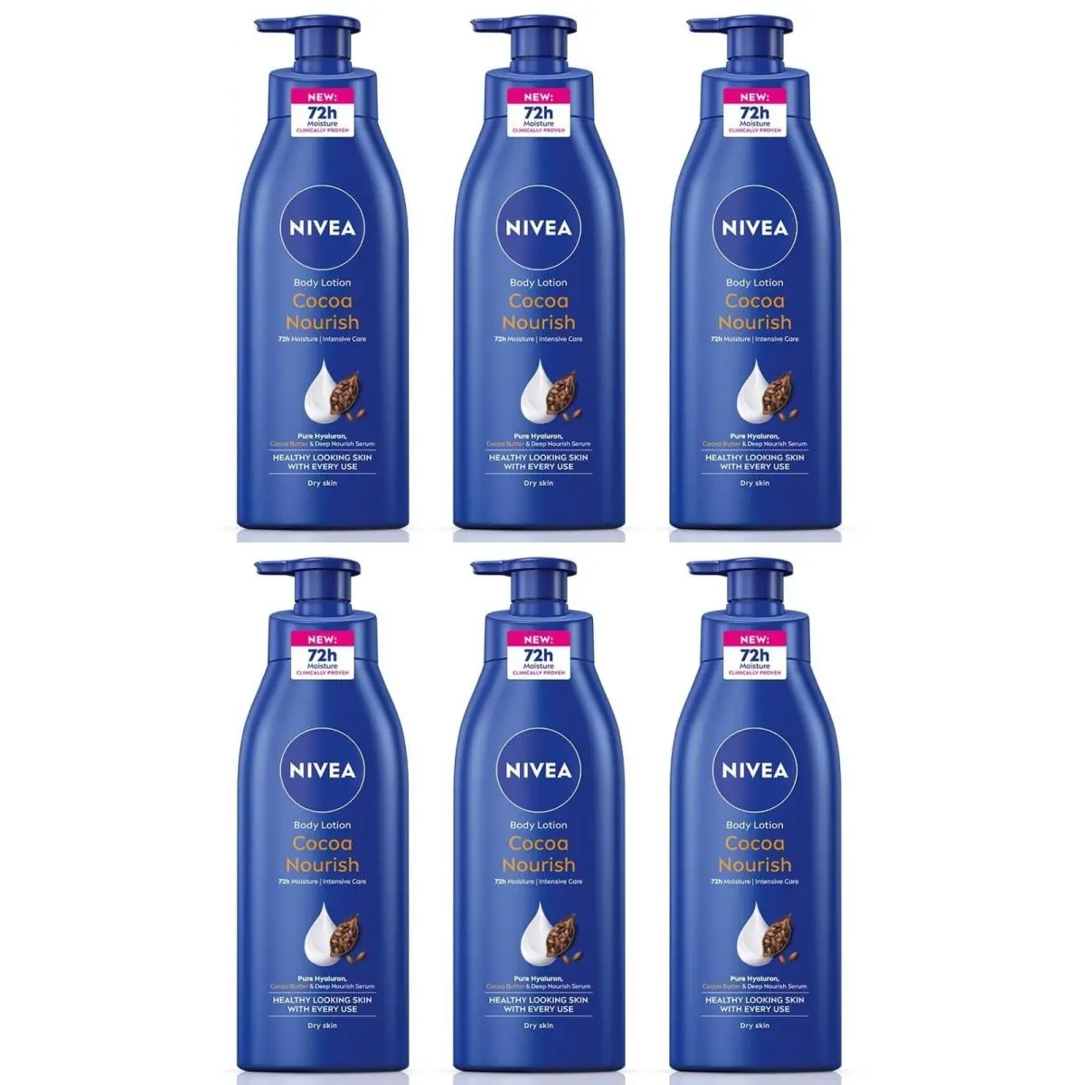 Body Lotion Cocoa Nourish with Pump -for Dry Skin 400 ml -6 Pack by Nivea