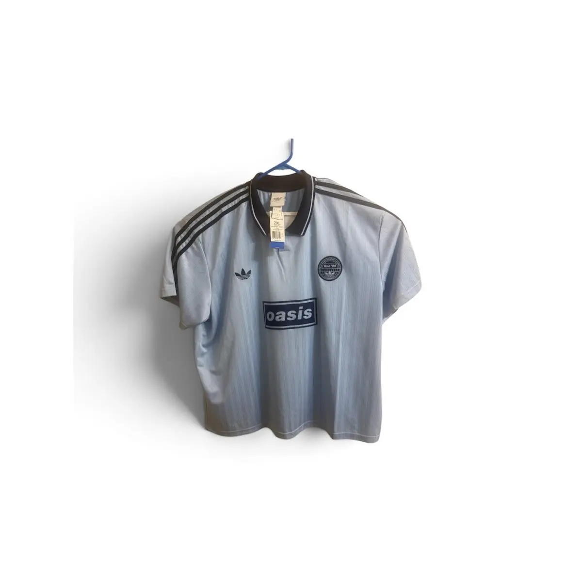 x Oasis Tour Jacquard Jersey Shirt Light Blue Live 25` Mens 2XL by Adidas