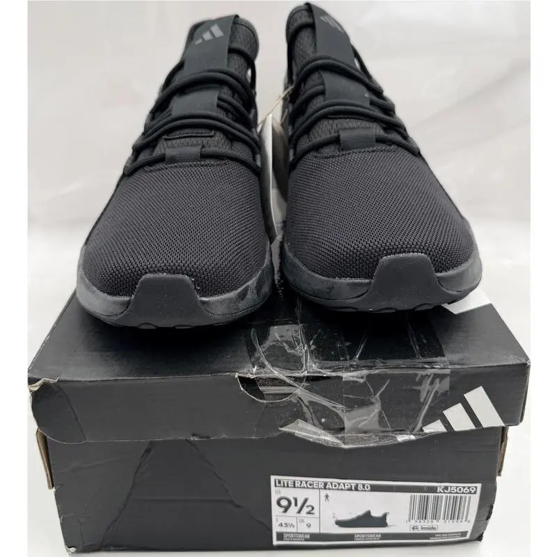Lite Racer Adapt 8.0 KJ5069 Mens Size 9.5 EU 43 1/3 Black Sneakers by Adidas