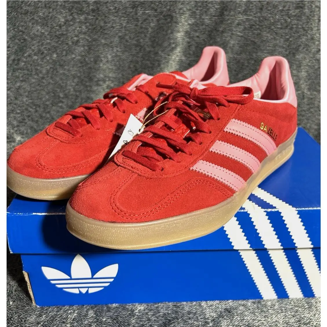 Adidas Gazelle Indoor IH6797 Women`s 9.5 Better Scarlet Red Light Pink Shoes