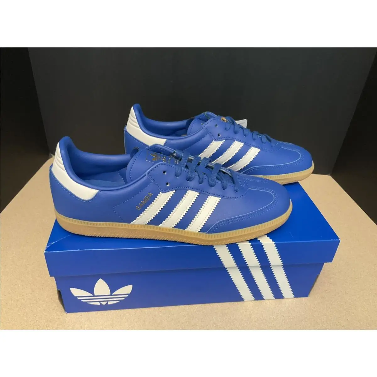 Adidas Originals Samba OG Blue/white Leather Shoes. Youths 6.5. Womens 7.5