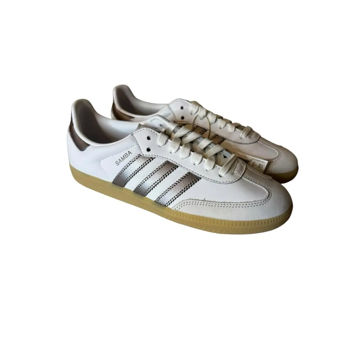Adidas Samba OG Womens Low Top Leather Sneakers White/coffee Metallic Bronze