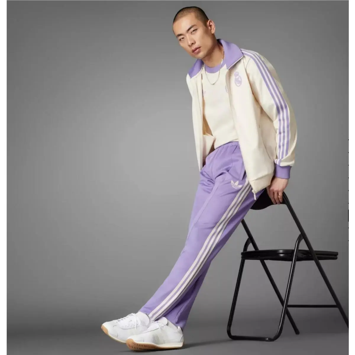 Real Madrid CF OG Tracksuit Wonder White Magic Lilac Jacket Pant Set SZ L by Adidas