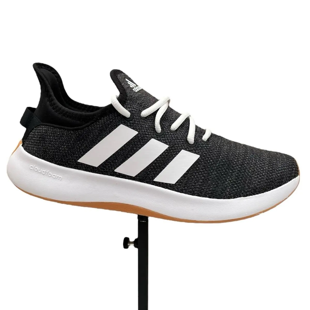 Adidas Cloudfoam Womens Athletic Knit Sneakers Size 9.5 Black-gray-white Lace up