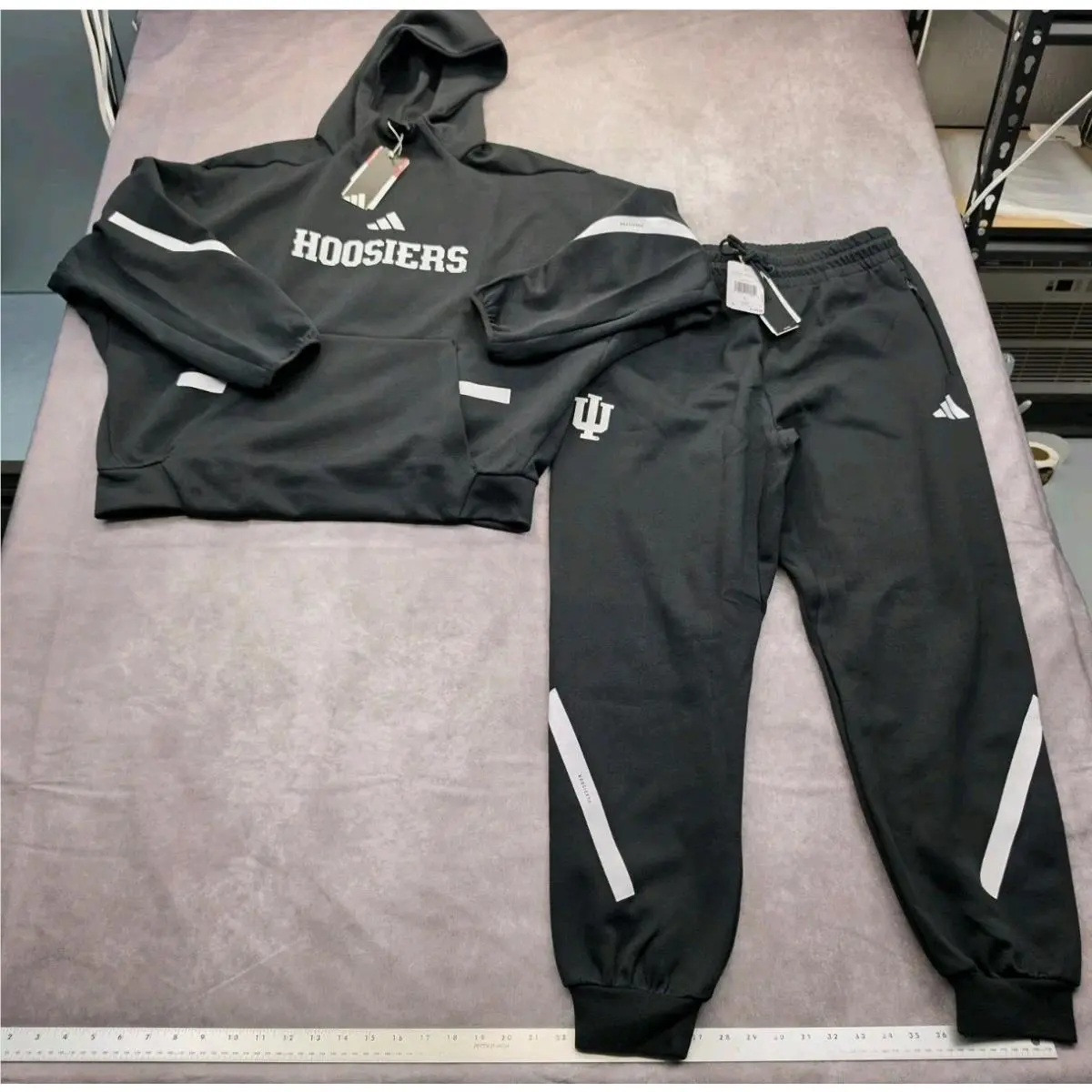 Set  Indiana Hoosiers Player Iss Hoodie Joggers Womens Large Oversized by Adidas