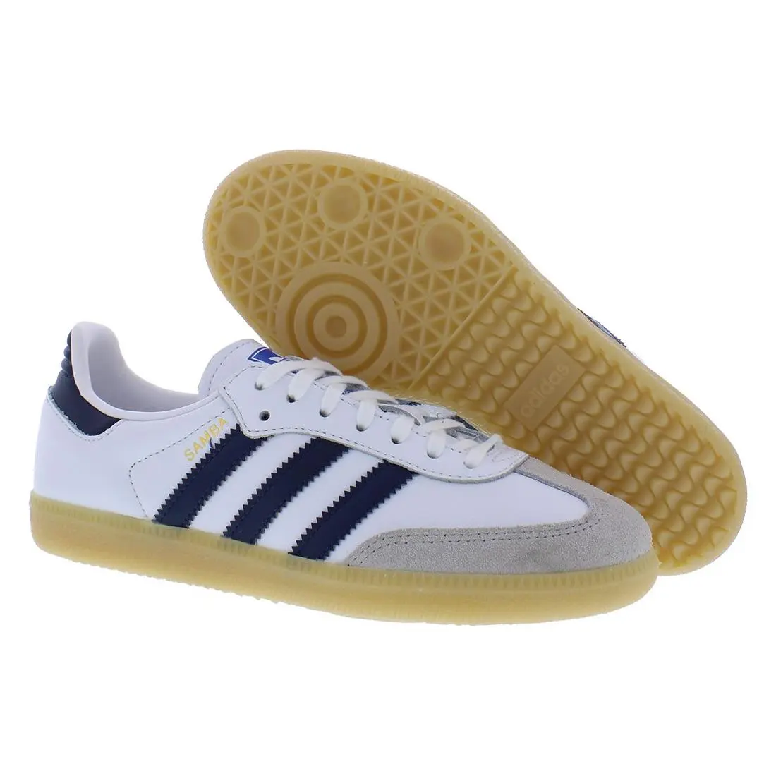 Samba Leather GS Boys Shoes Size 6 Color: White/navy/gum by Adidas