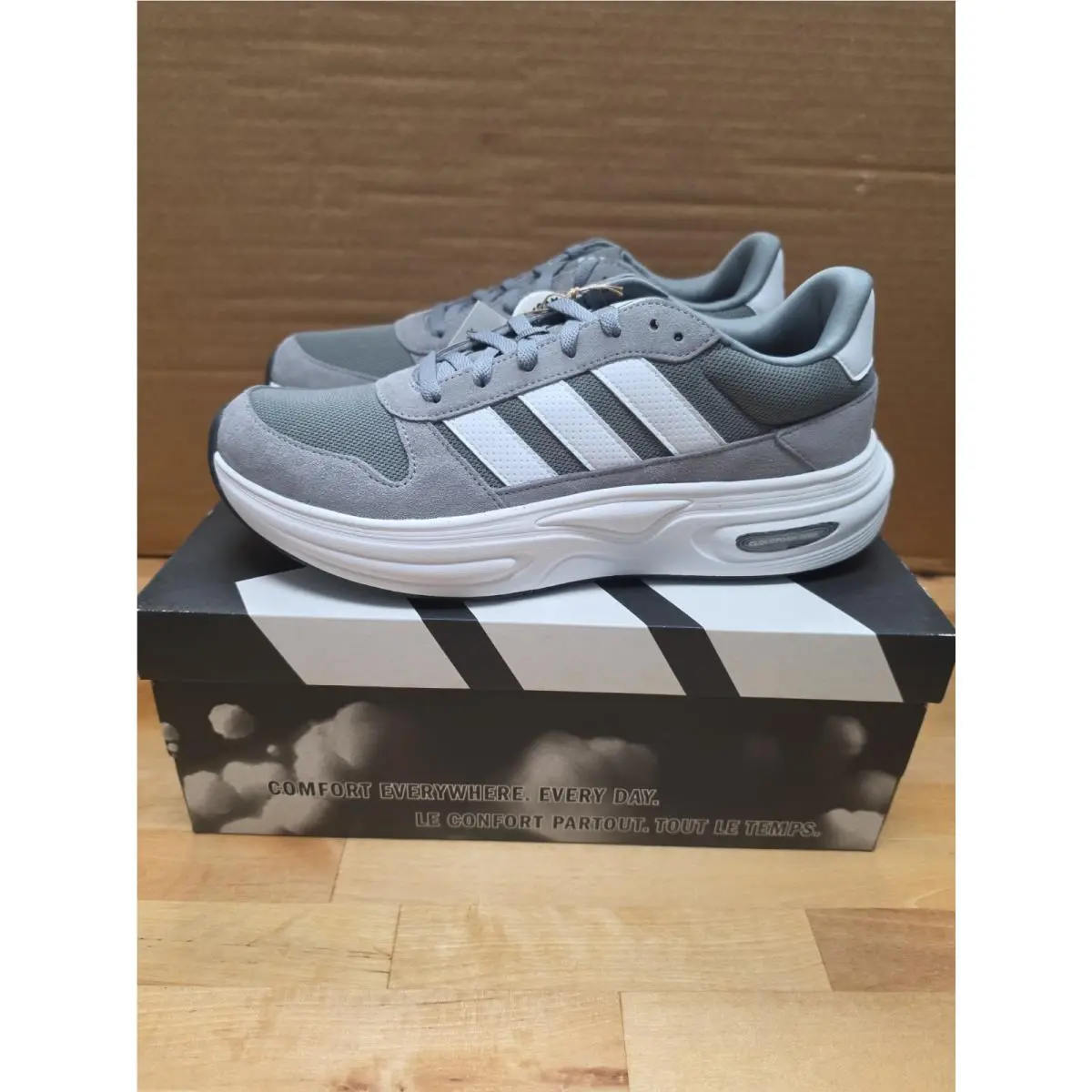 Cloudfoam Cuxxion-80S Wide Men`s Shoes Grey Four/white Size 11 by Adidas
