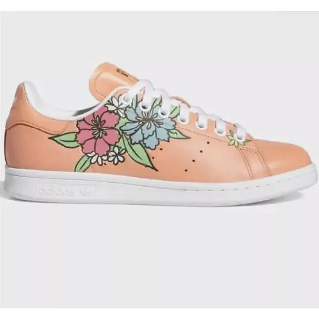 Size 9 Women`s  Stan Smith Originals Amber Peach Floral Sneakers GV7895 by Adidas
