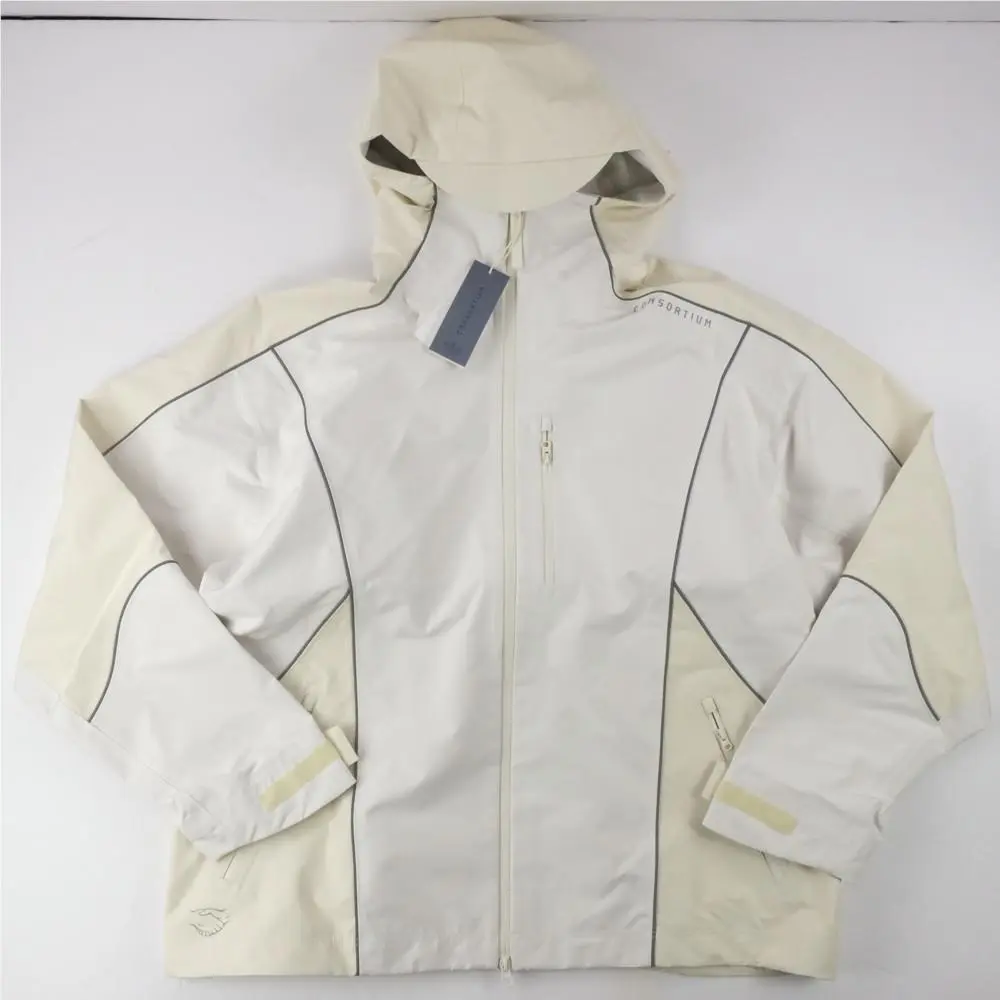 Consortium Shell Jacket Chalk White Rain Coat 3M Sz. XL JY8321 by Adidas