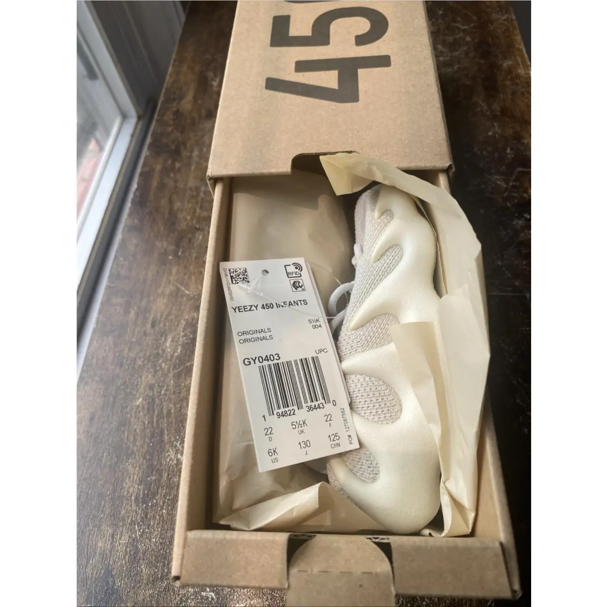 Yeezy 450 Infants Cloud White GY0403 Size 6K Shoes Sneakers by Adidas