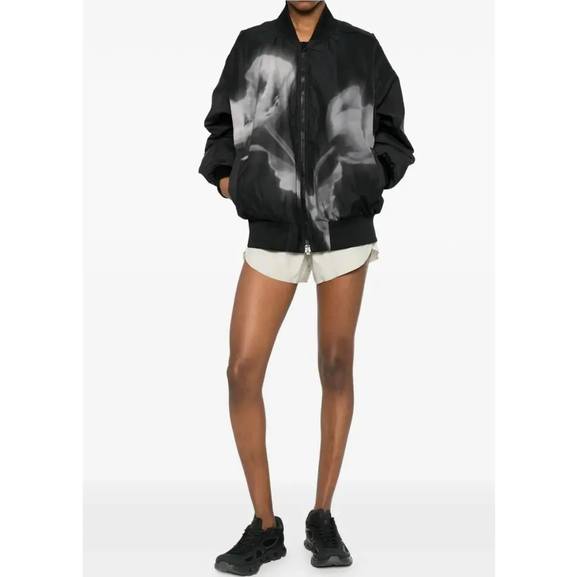 Adidas x Stella Mccartney Floral Print Bomber Jacket Full Zip KA9599 sz M