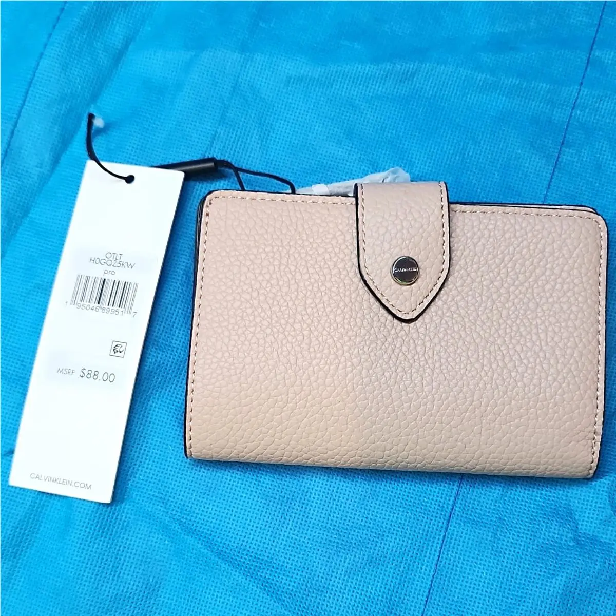 Beige Women’s Wallet Solid Logo Accent Credit Card Slots by Calvin Klein