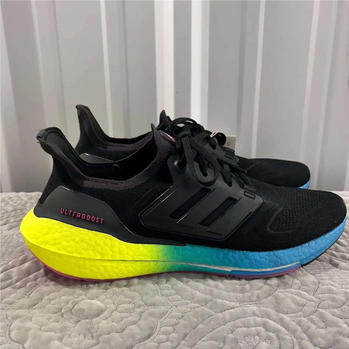 Ultraboost 22 Mens Running Shoes Black Neon Gradient GY8290 by Adidas
