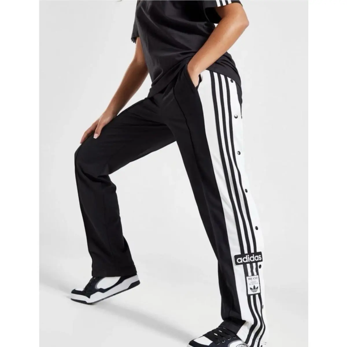 Women’s 4X Adibreak Pants Athleisure Snap Side Tearaway Track Black by Adidas