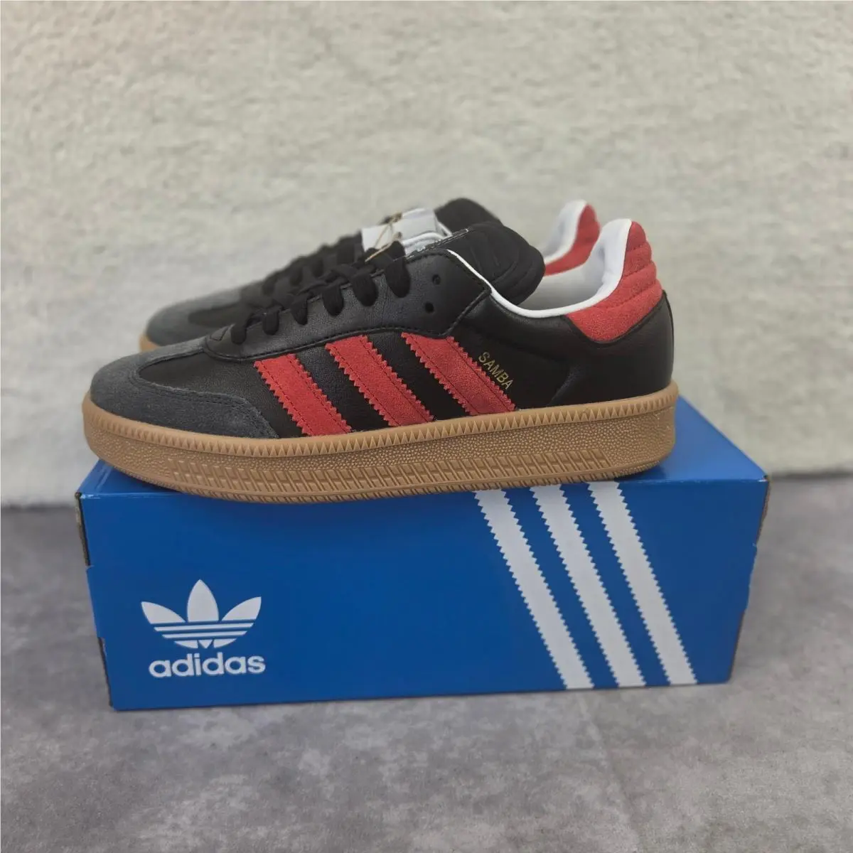 Samba Xlg Black Red Gum Sole Platform Sneakers IE9178 Mens 8.5 Womens 9.5 by Adidas