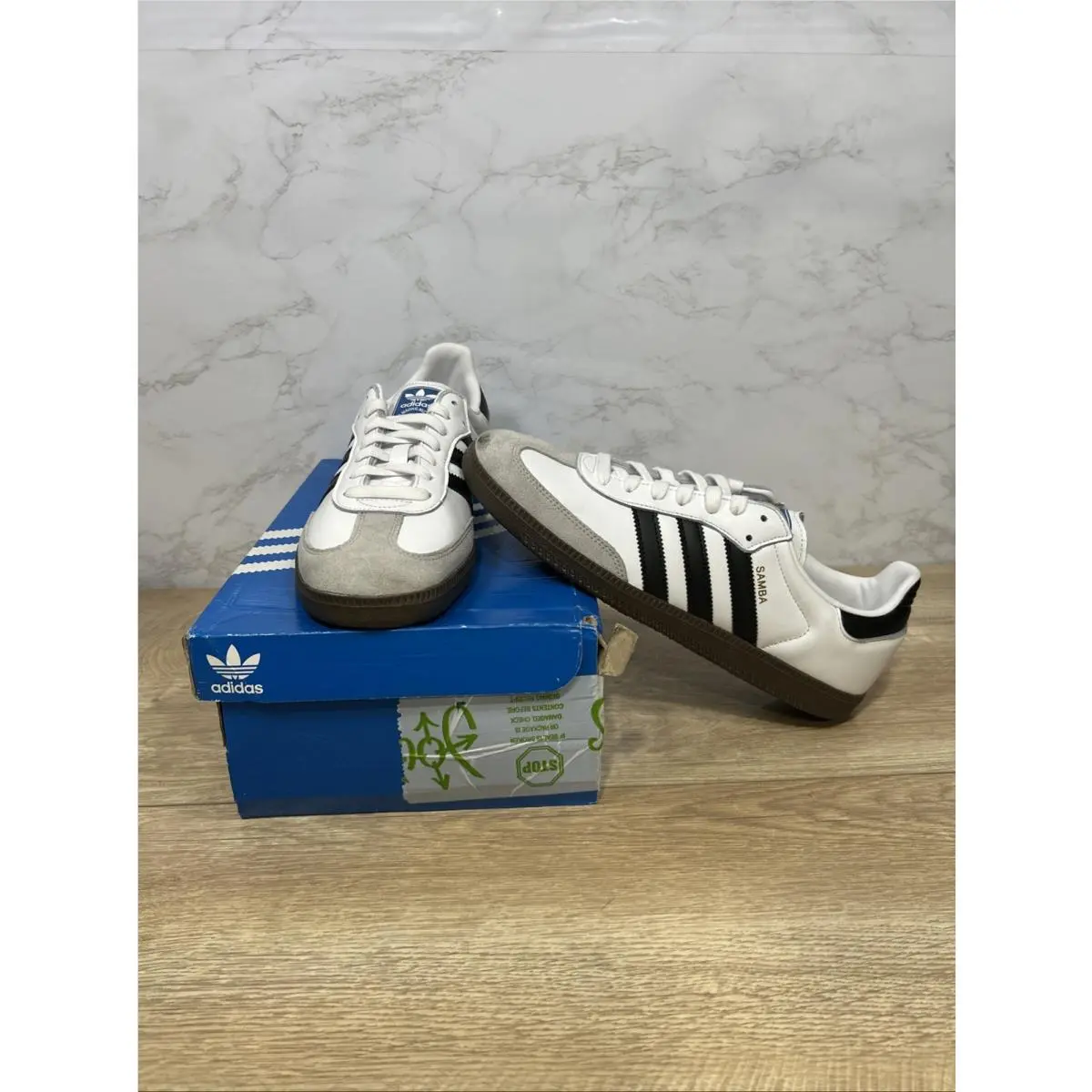 Men’s Samba OG Cloud White Core Black Sneakers B75806 Sz 10 by Adidas