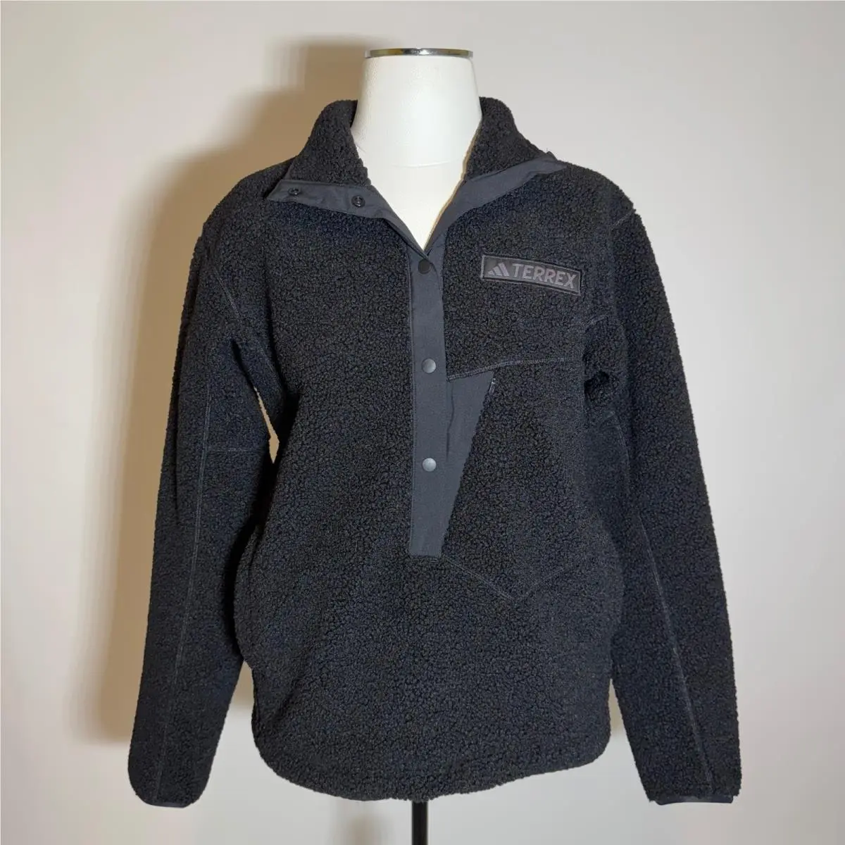 Terrex Xploric Pile Fleece Snap Pullover Womens Small S Black Hiking by Adidas