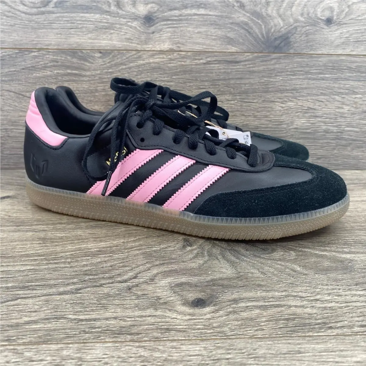 Samba Messi Sneakers Mens 9.5 Black Pink Inter Miami JP7845 Leather Suede by Adidas