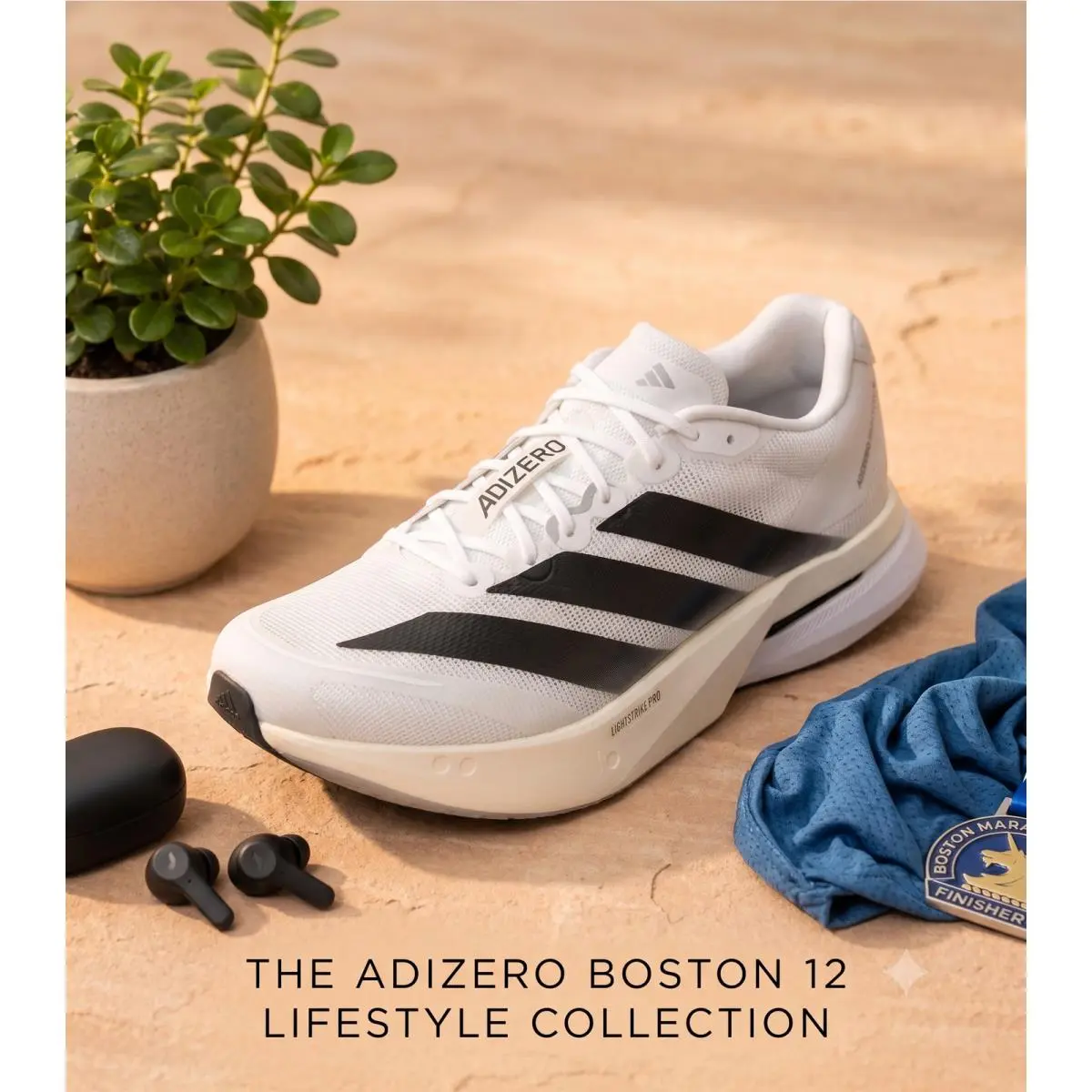 Men`s Adizero Boston Running Shoes White 11 US by Adidas