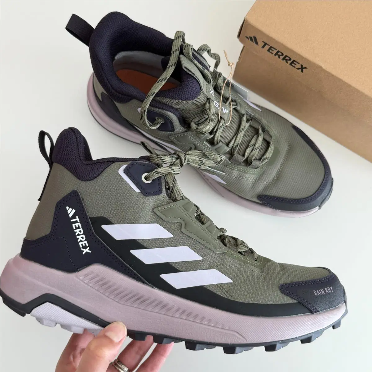 Terrex Hiking Boots Women 7.5 Green Anylander Mid Rain Rdy Outdoor Shoes by Adidas