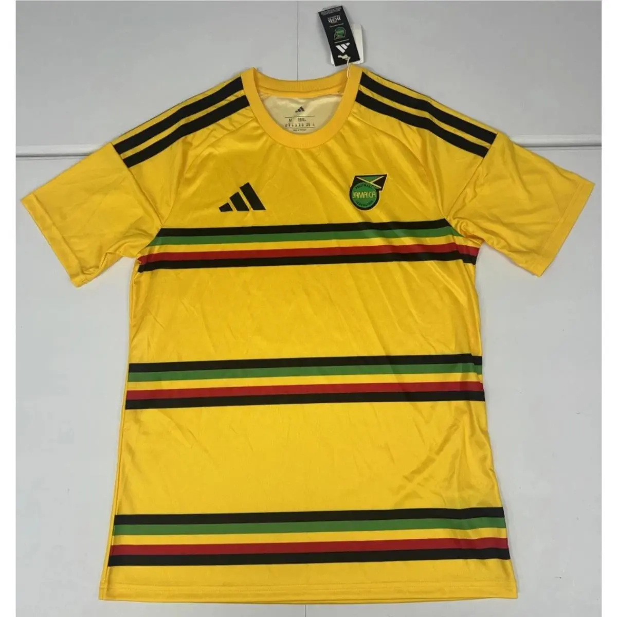 x Bob Marley x Jamaica Striped Home Soccer Jersey Yellow KB3386 Men`s M by Adidas