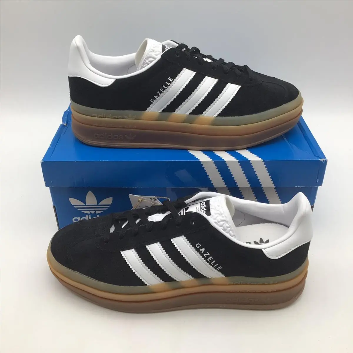 Adidas Gazelle Bold Womens Black White Gum Platform Sneakers IE0876 Size 8.5