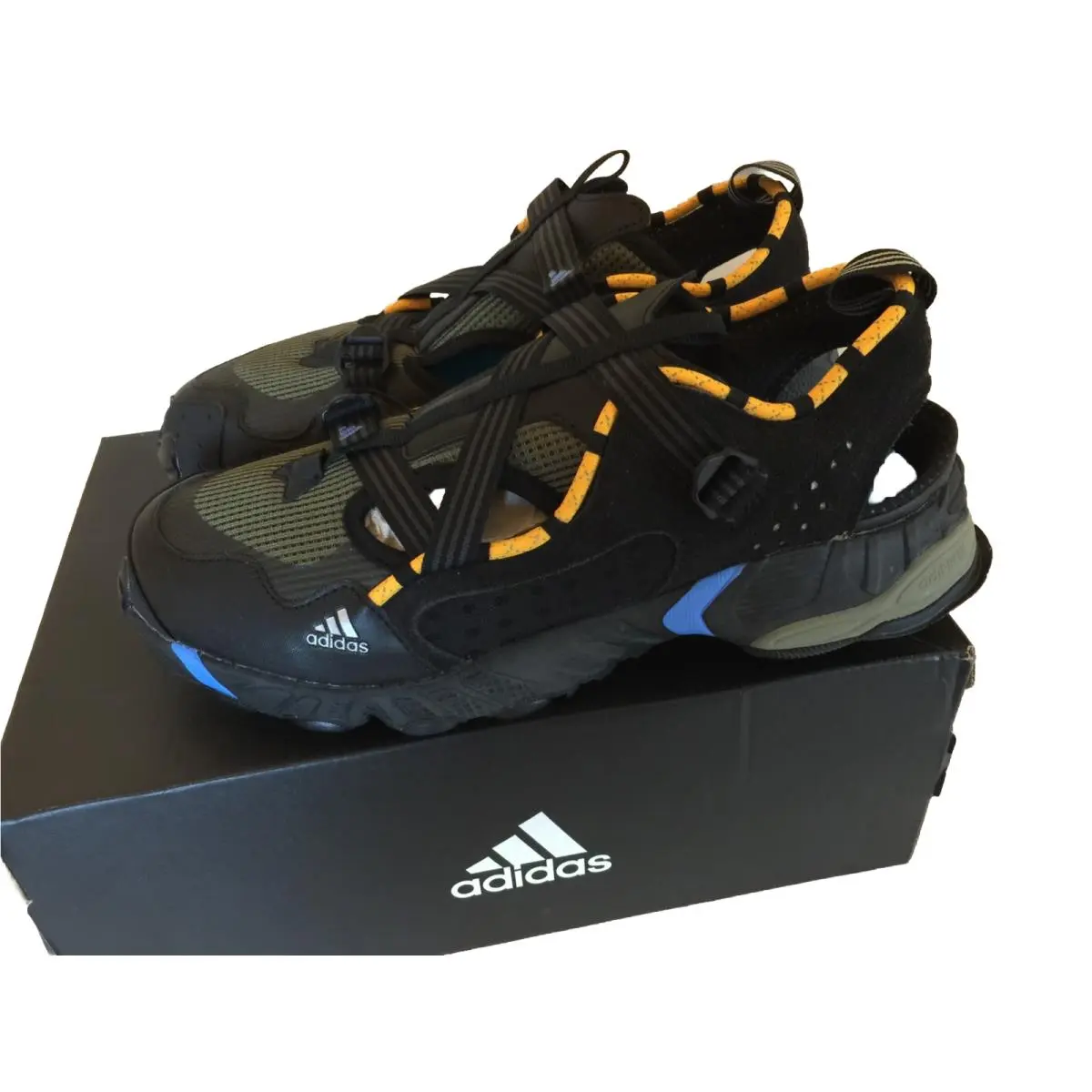 Men Shoe Sandal 9.5 Blue Yellow Black H6100LT Novaturbo FW0989 by Adidas