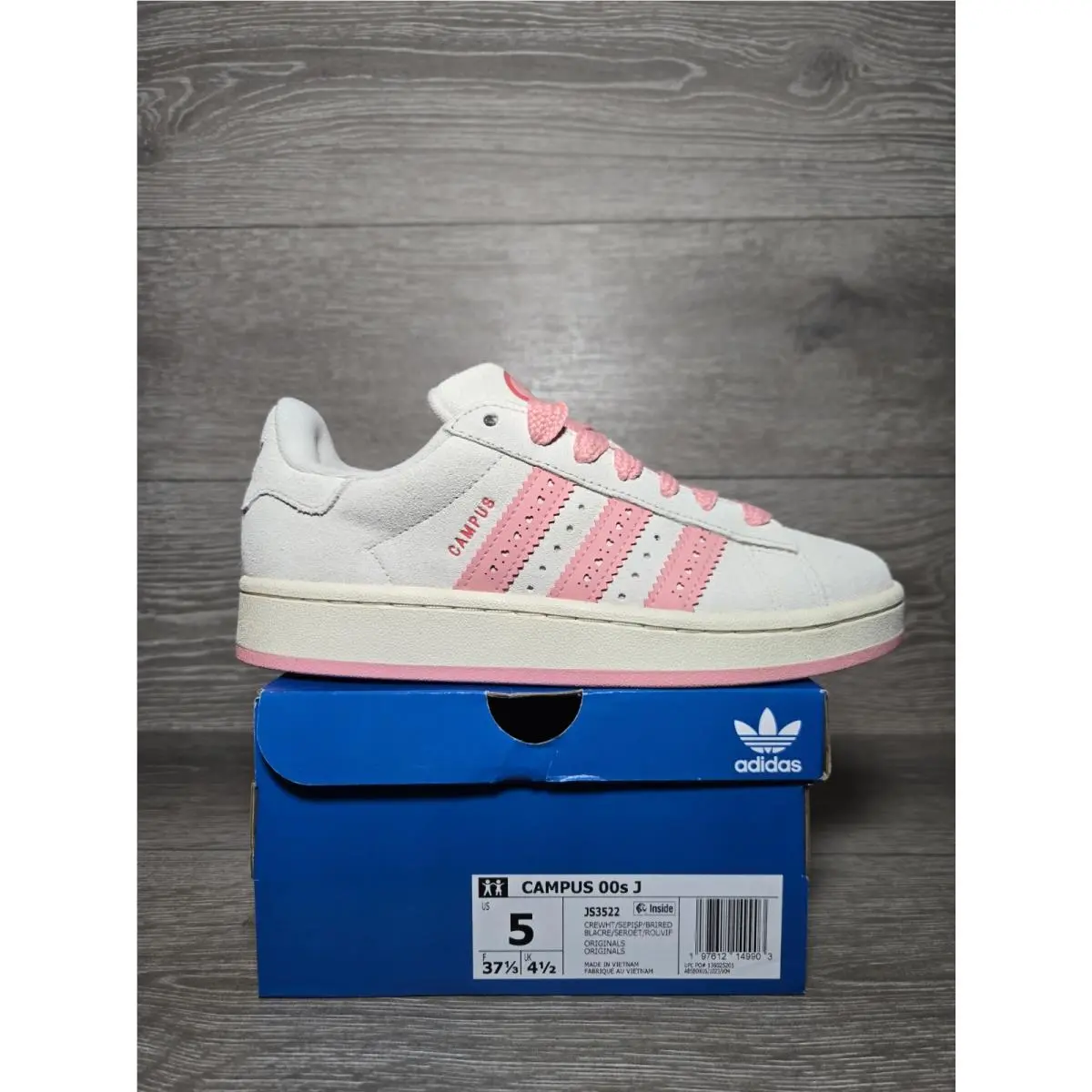 Campus Pink Red Cream Valentine`s Day Size 5 Youth / 6 Womens JS3522 by Adidas